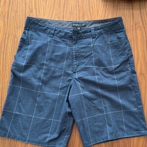 O’Neill Men’s Flat Front Navy Plaid Shorts